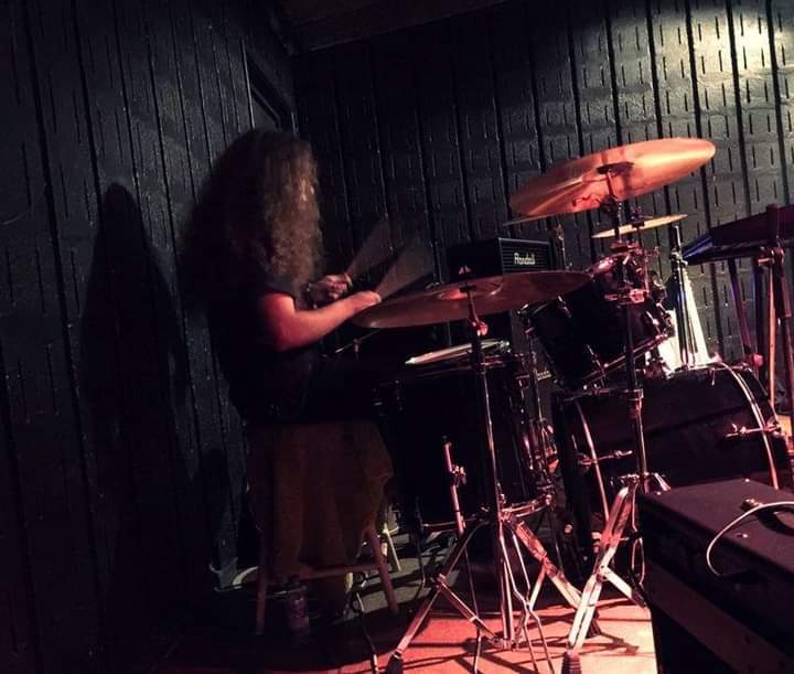 Joaquim Sousa, drummer for The Mouldy Cave Society performing live at Ultimatum